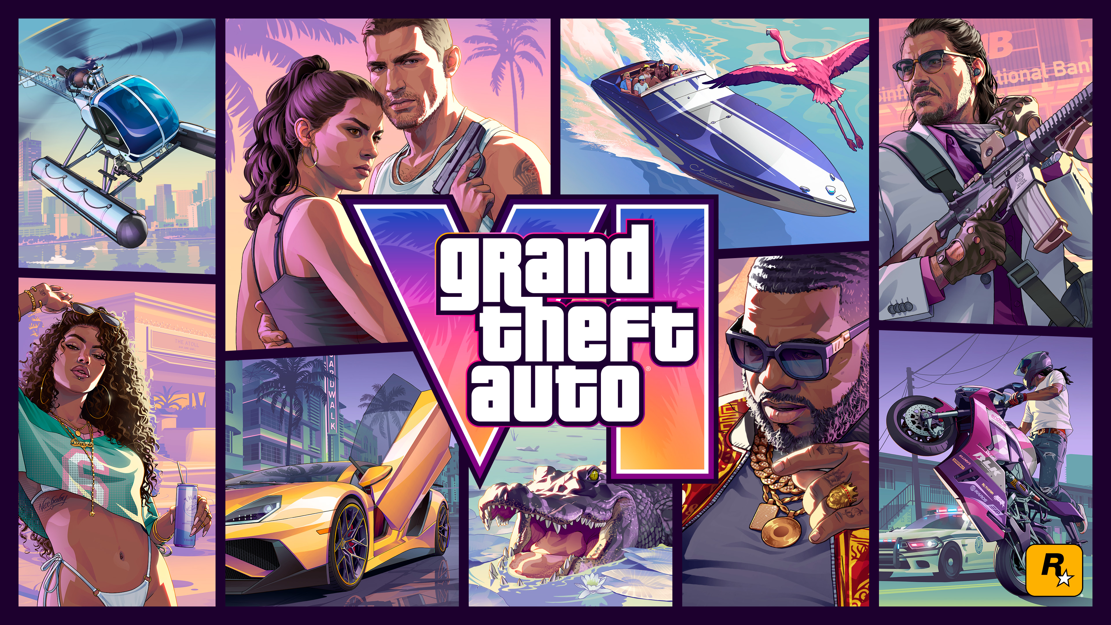 Grand Theft Auto VI: Nový termín a vše o nejočekávanější hře desetiletí (aktualizováno) Oficiální cover art hry GTA 6 - koláž obrázků postav ze hry