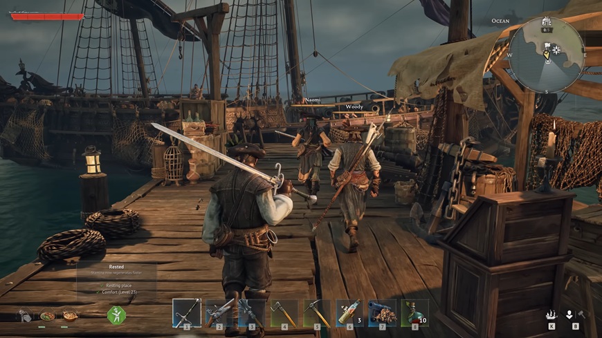 Postavy bojují na pirátské lodi, screenshot z traileru na hru Windrose