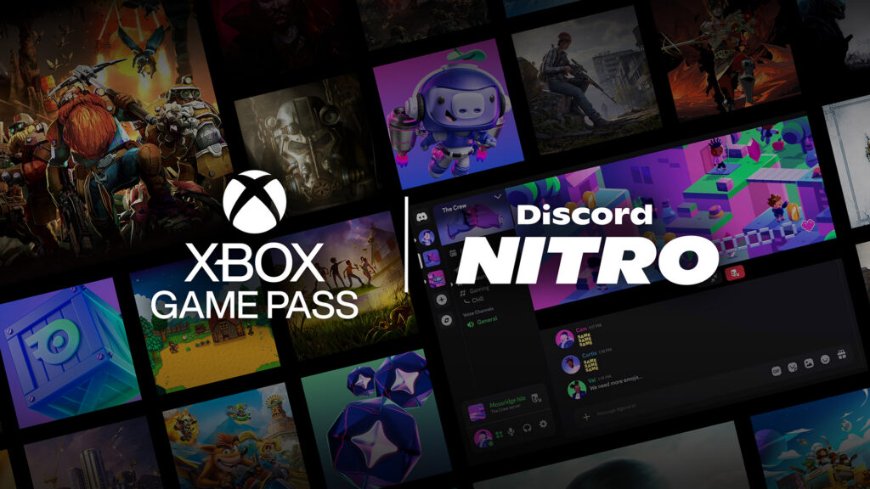 Loga Xbox Game Pass a Discord NITRO na pozadí koláže z obrázků z videoher