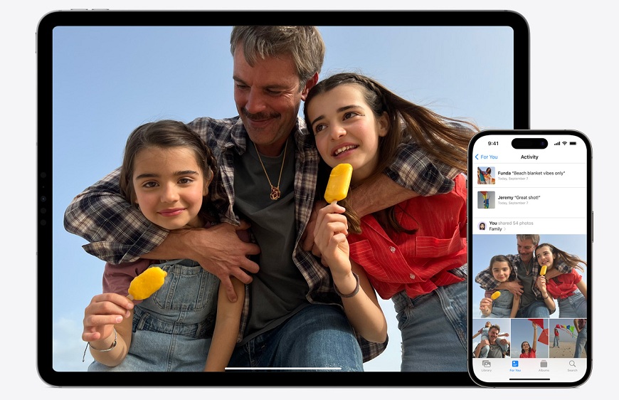 iPad a iPhone s fotografií otce a dcer s nanuky,