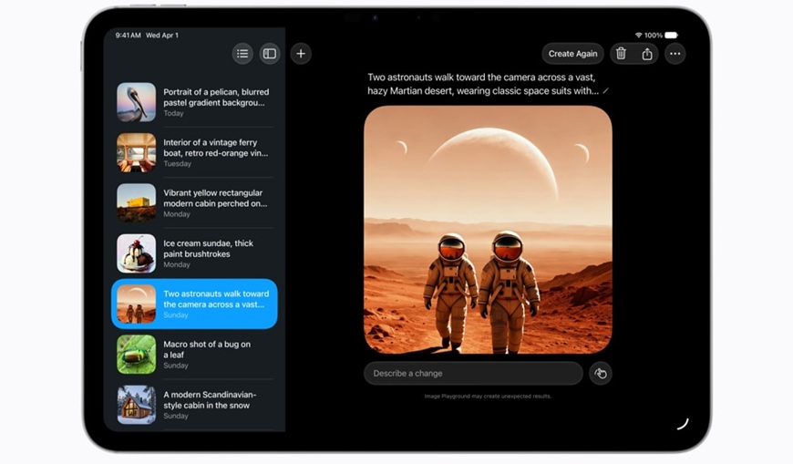 Ukázka možností práce s pomocí Apple Intelligence – generování obrázků na základě textového vstupu