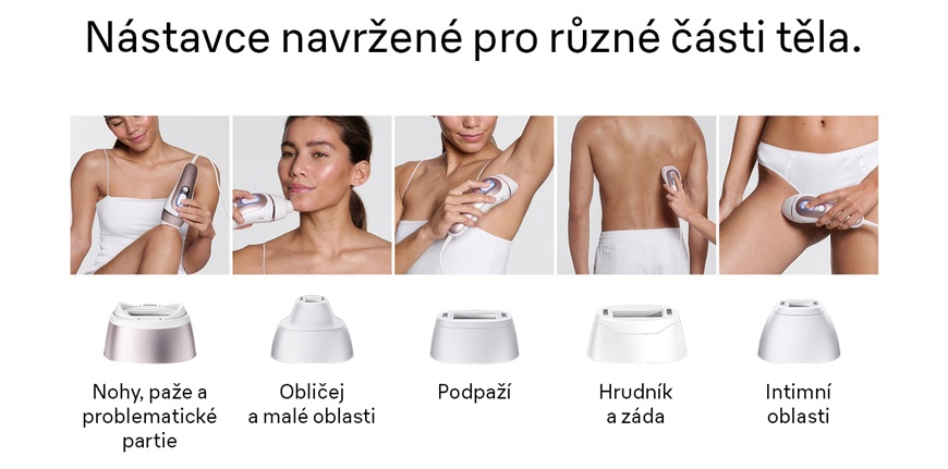 nástavce epilátoru Braun pro různé části těla a jejich použití 