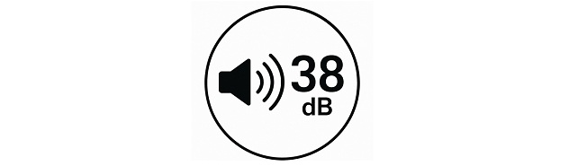 Vše o lednicích: 10 otázek, na které se často ptáte Symbol pro hladinu hluku 38 dB.