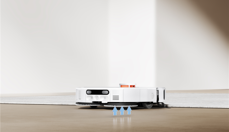 Robotický vysavač Xiaomi Robot Vacuum H50 Pro při nadvezdnutí se, pokud chce vysávat koberec