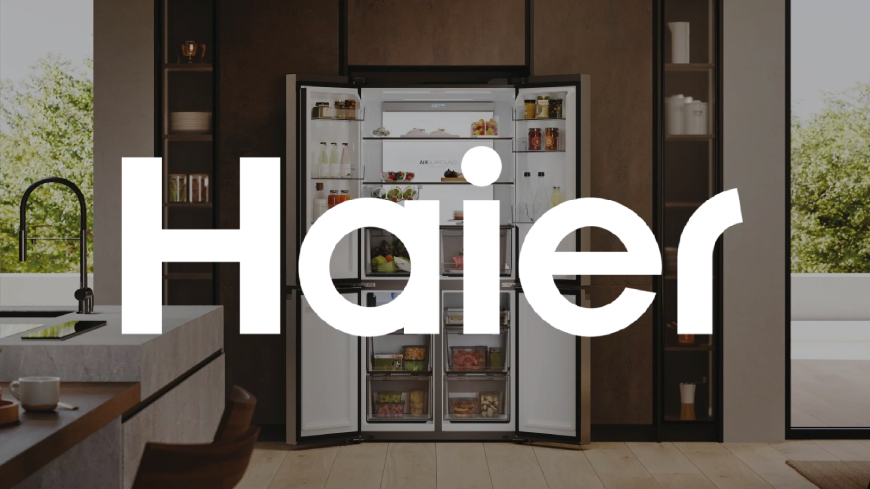 Haier Easy Techs: lednice haier v kuchyni a bílé logo haier