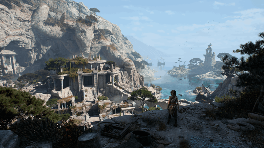 Resonance: A Plague Tale Legacy – než přišly krysy Sophie stojí na skále a dívá se do krajiny s mořem