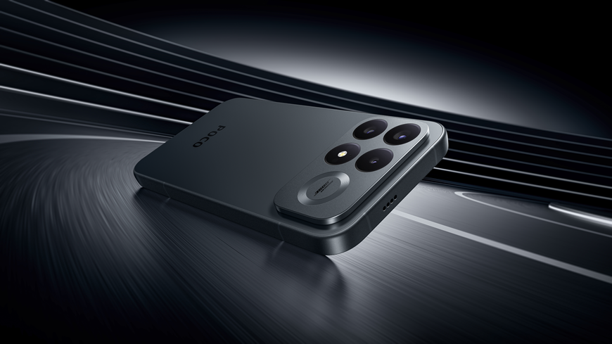 Telefon POCO F9 Pro na abstraktním pozadí