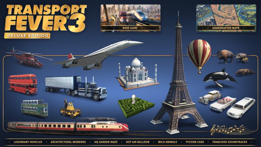 Transport Fever 3: Vybuduj ještě větší dopravní impérium v novém simulátoru Obsah Deluxe Edition Transport Fever 3