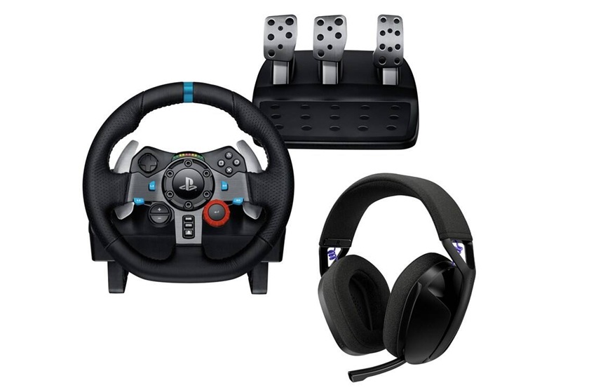 Exkluzivní závodní set: Volant Logitech G29 Driving Force PS5/PS4 a headset G321 Volant Logitech G29 Driving Force PS5/PS4, pedálová jednotka a headset G321