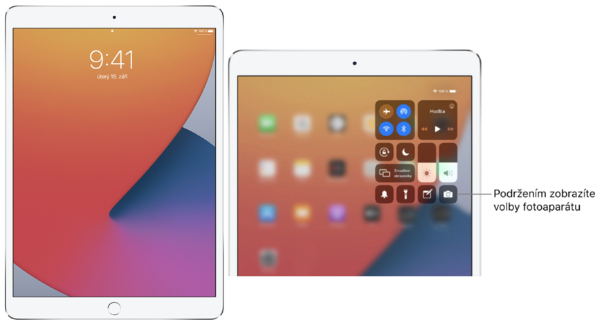 Funkce na uzamčené obrazovce iPadu ipad
