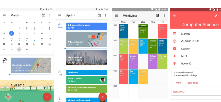 Vyzkoušejte nejlepší mobilní aplikace pro školáky a studenty Ukázka kalendáře a Timetable od Google
