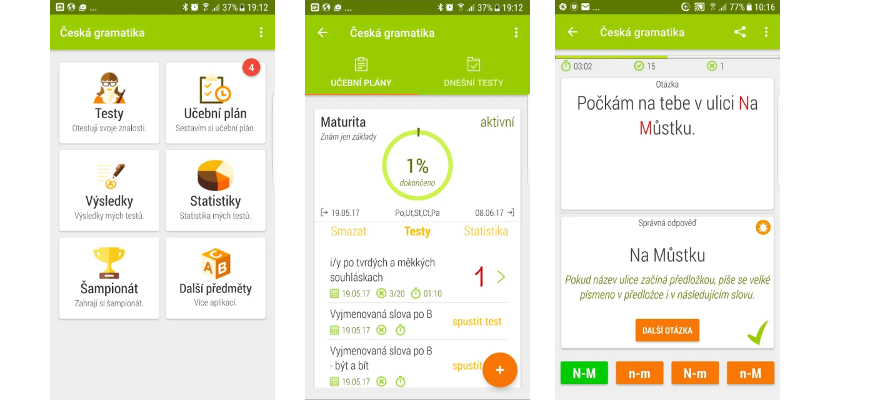 Vyzkoušejte nejlepší mobilní aplikace pro školáky a studenty Ukázka aplikace gramatika