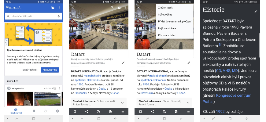 Vyzkoušejte nejlepší mobilní aplikace pro školáky a studenty Wikipedia - ukázka aplikace