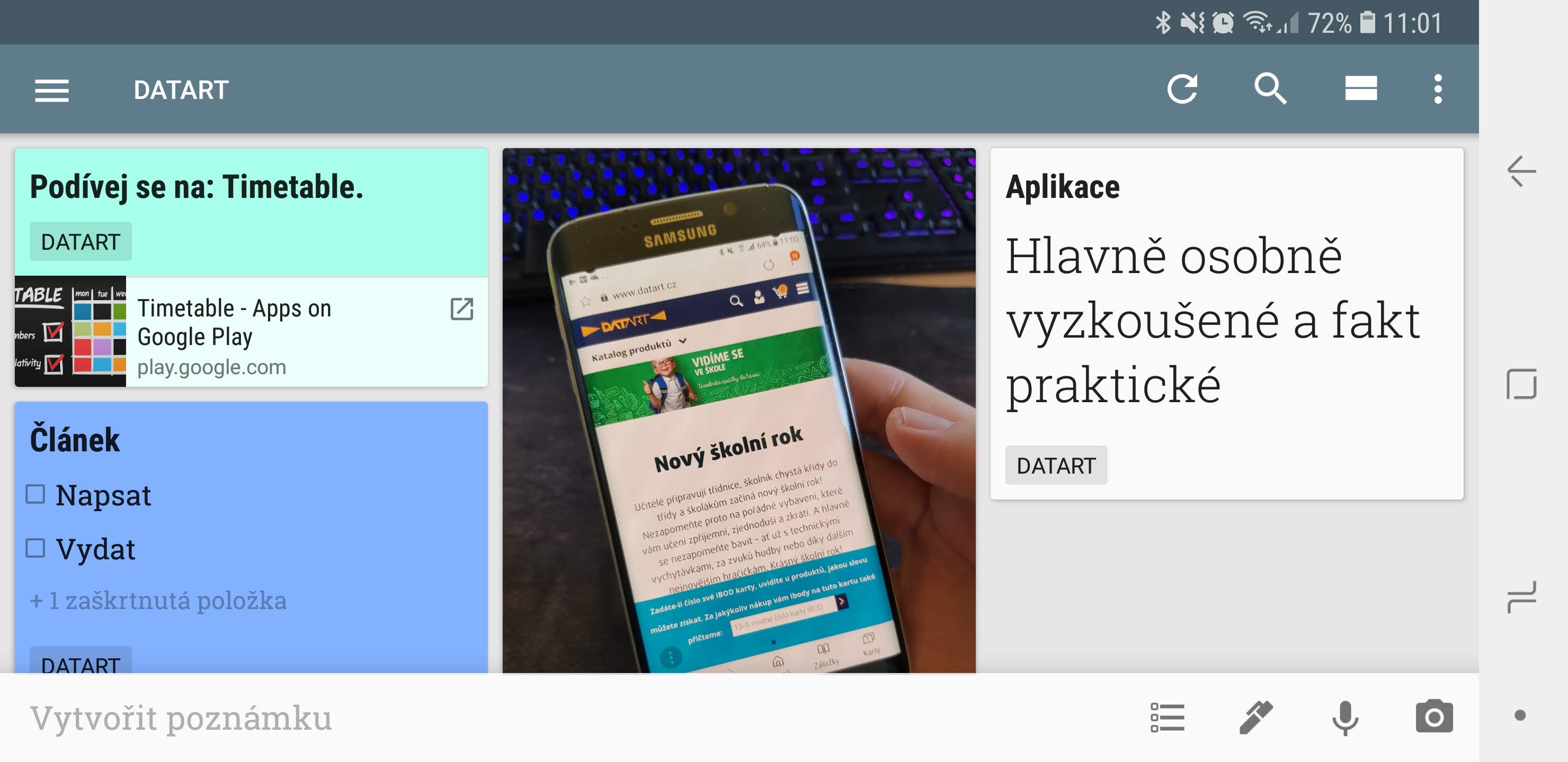 Vyzkoušejte nejlepší mobilní aplikace pro školáky a studenty Google Keep - ukázka aplikace
