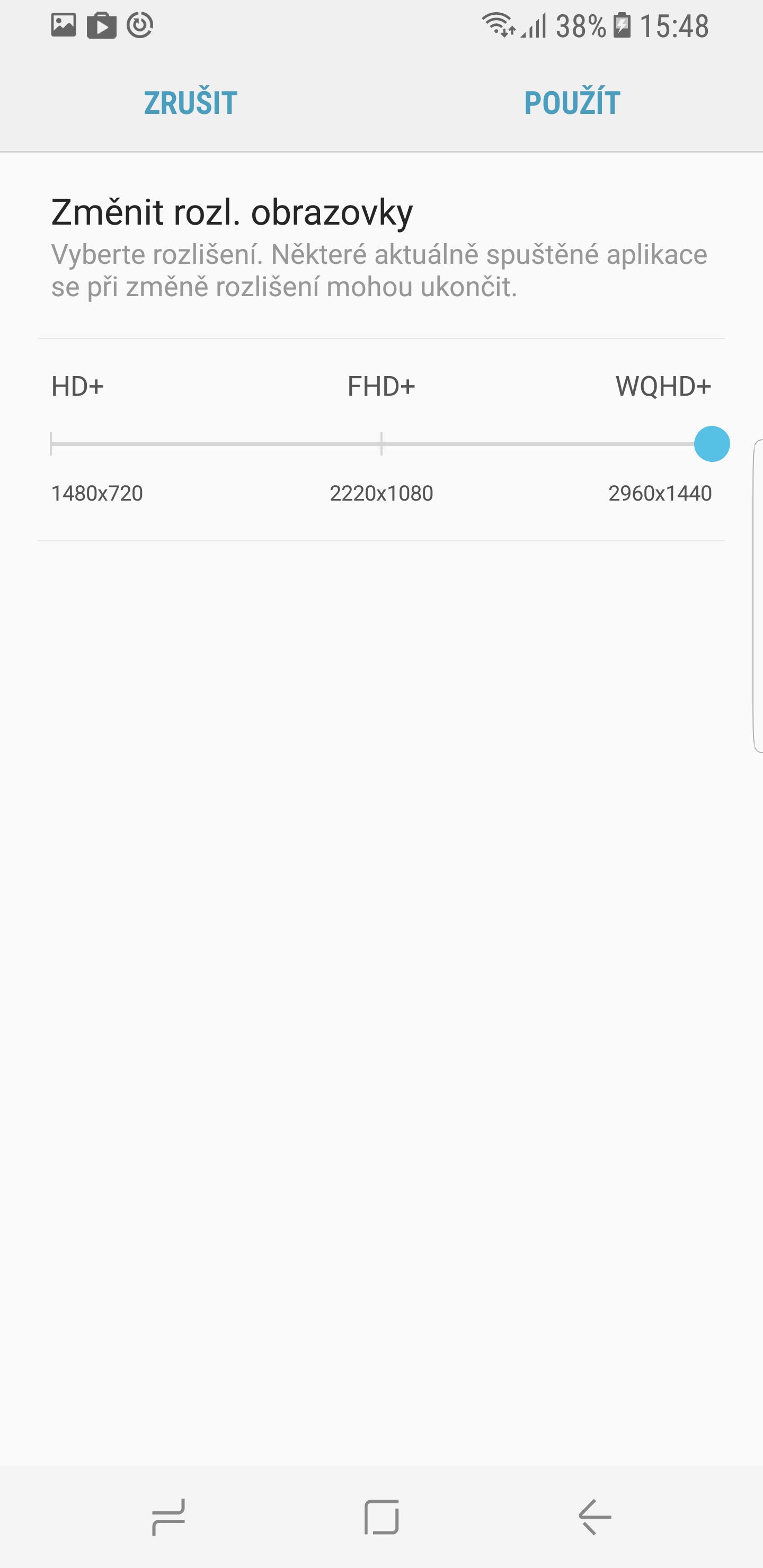 Samsung Galaxy S8 displej