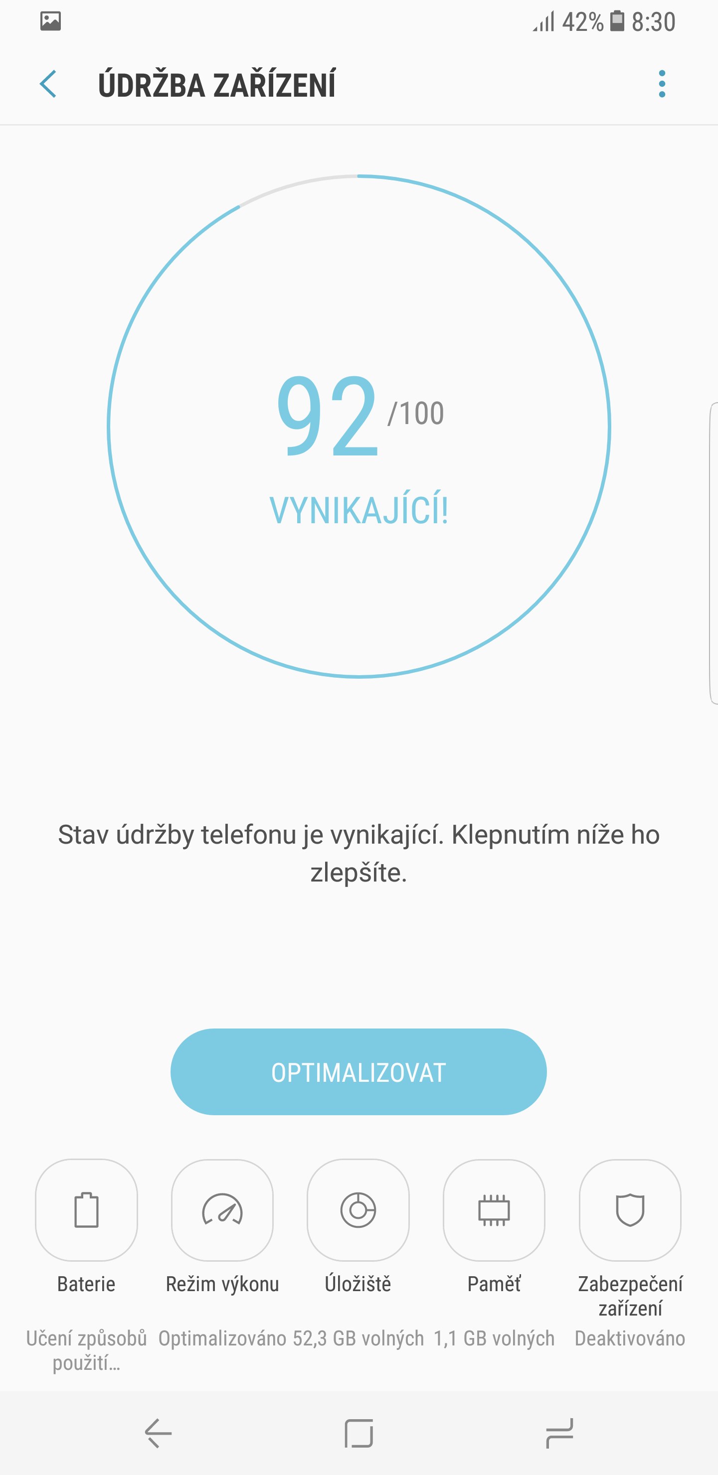 Samsung Galaxy S8 optimalizace