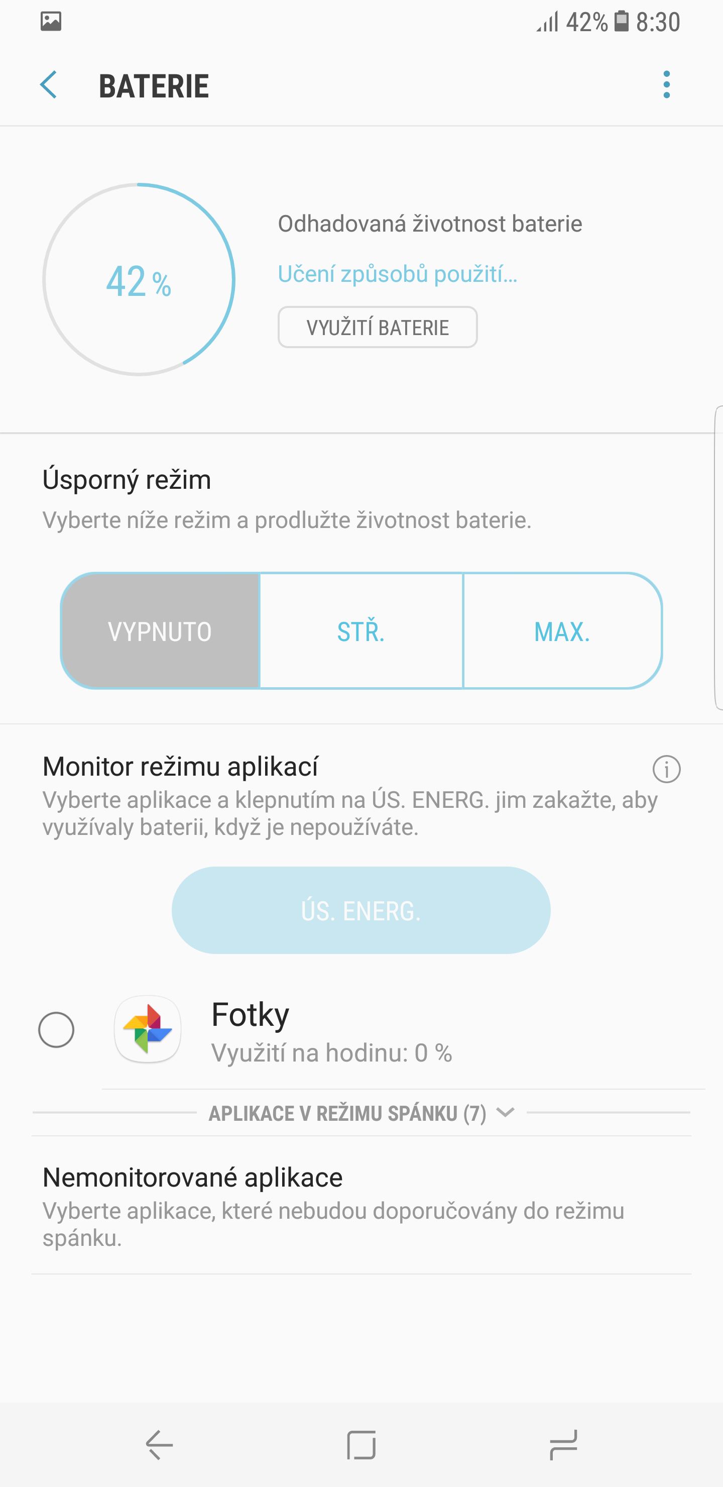 Samsung Galaxy S8 optimalizace