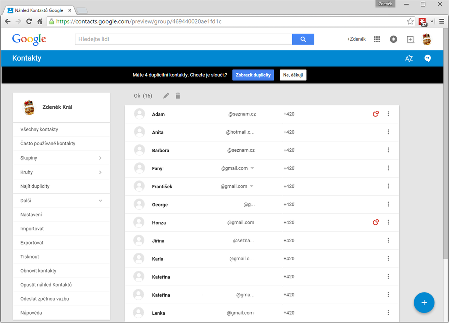 Google kontakty Google kontakty