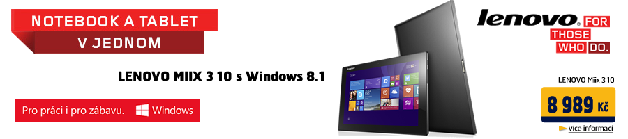 Lenovo: Notebook a tablet v jednom Lenovo Miix 3 10