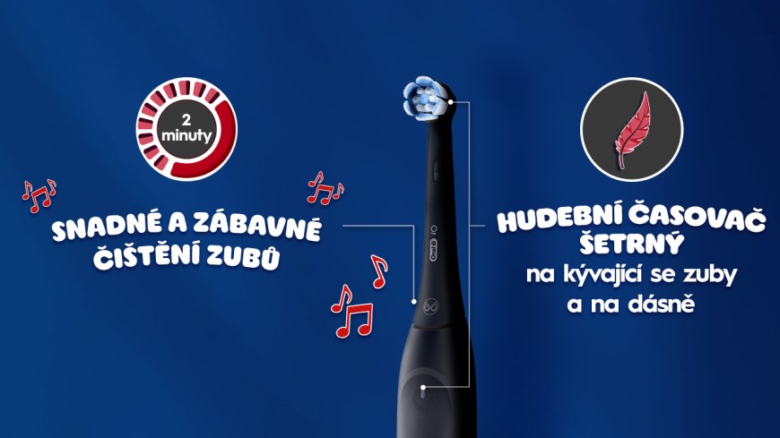 Dětský elektrický kartáček Oral-B iO Kids snadné a zábavné čištění zubů s hudebním časovačem