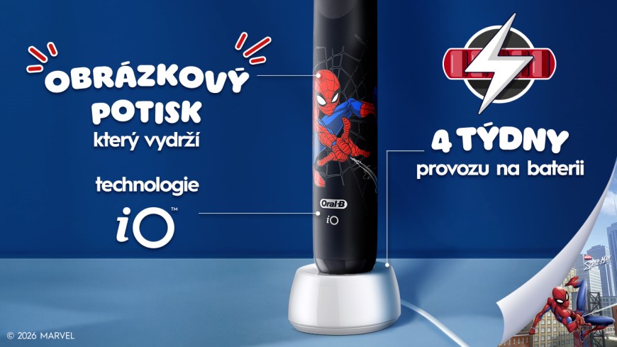 Zubní elektrický kartáček Oral-B iO Kids s obrázkovým potiskem, iO technologií a 4 týdny provozu baterie