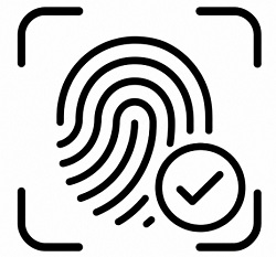 Jak platit mobilním telefonem? Syymbol otisku prstu pro biometrické ověření.