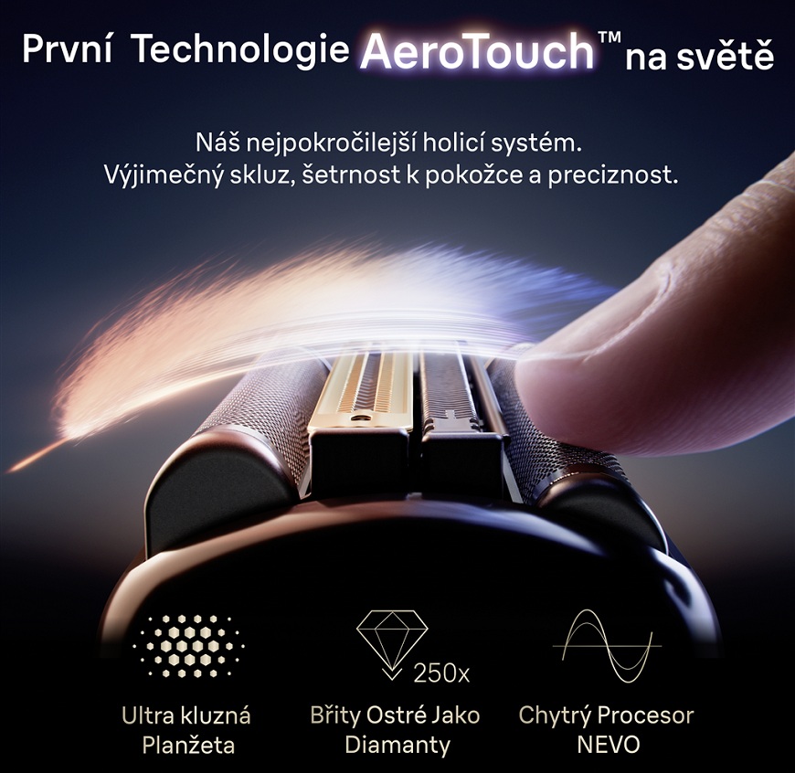 Technologie AeroTouch u holicího strojku Braun NEVO