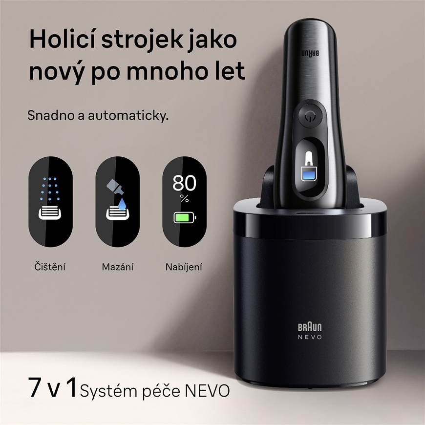 Braun NEVO v čisticí stanici 7 v 1.