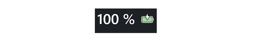 Symbol baterie nabitý na 100 %