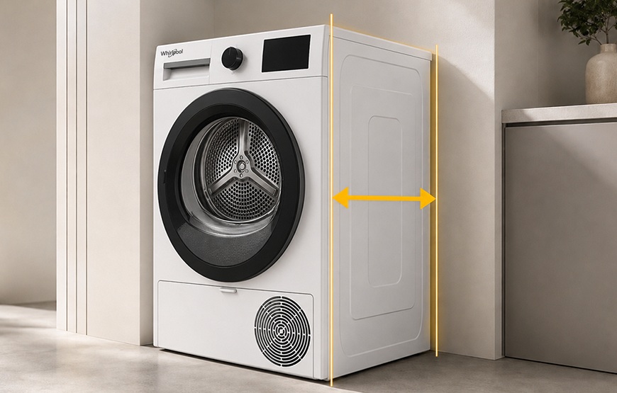 Sychravý podzim sušení prádla nepřeje. Sušičky Whirlpool ano! Znázornění Slim sušičky Whirlpool.
