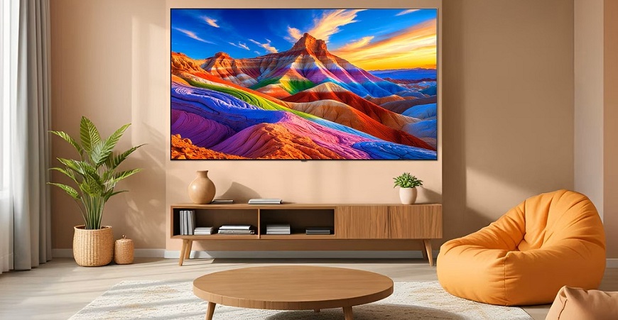 75, 98 nebo 115 palců? Rozdíl, který musíte vidět naživo! Televize LG OLED55B65LA v obývacím pokoji.