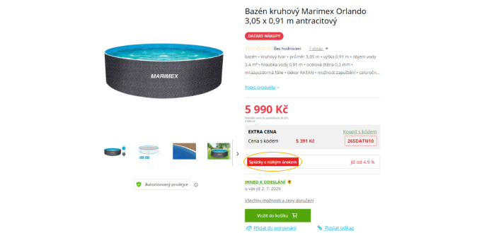 Bazén kruhový Marimex Orlando 3,05 x 0,91 m antracitový
